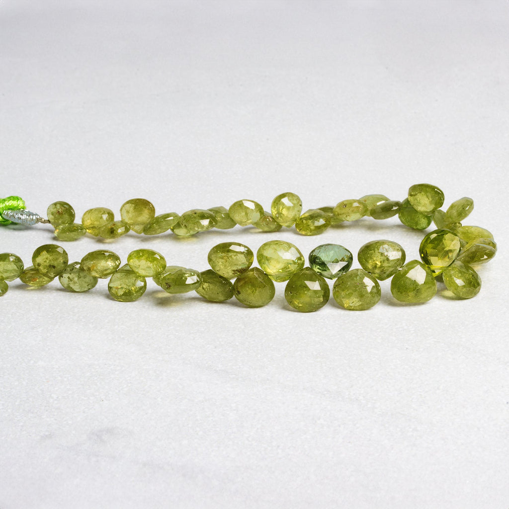 7x6mm Idocrase Faceted Hearts 8 inch 45 beads - The Bead Traders