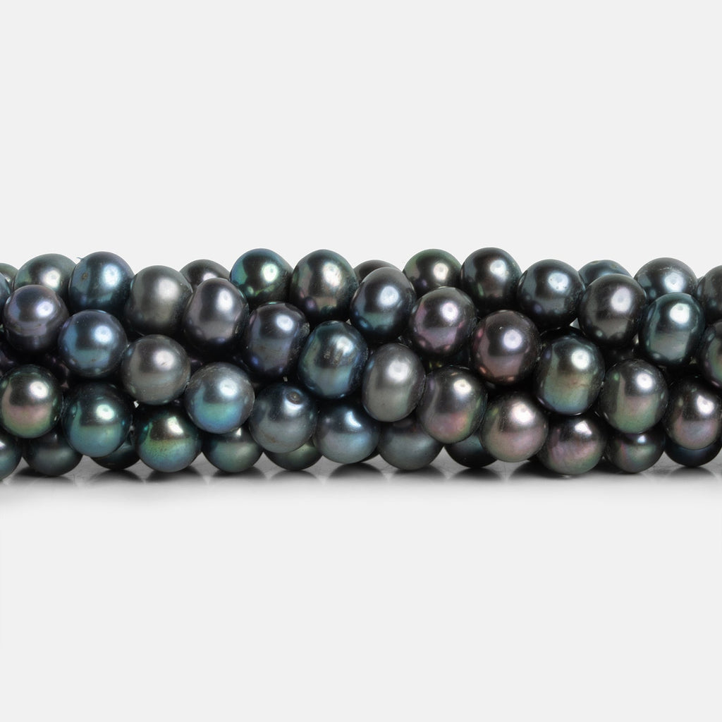 7x6mm Peacock Off Round Pearls 15 inch 60 beads - The Bead Traders