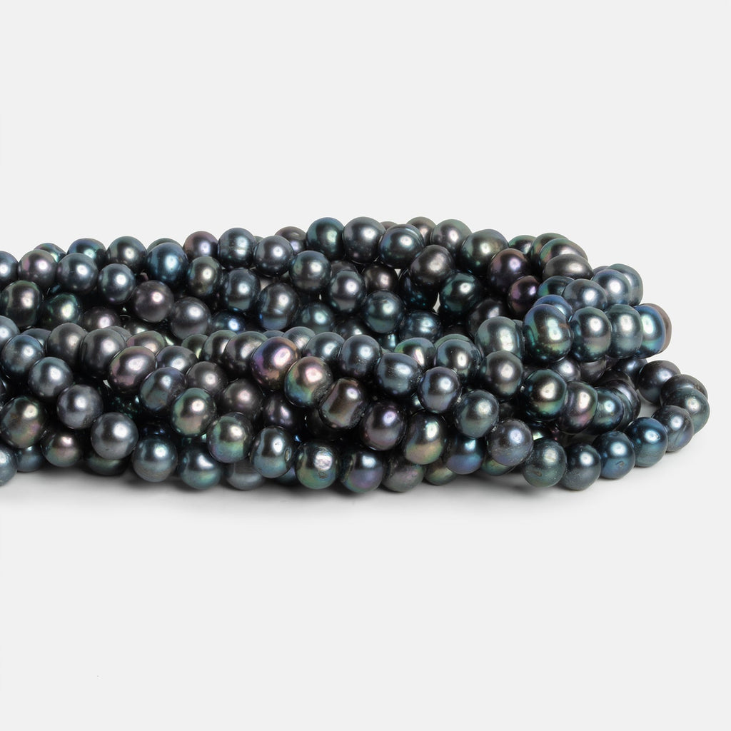 7x6mm Peacock Off Round Pearls 15 inch 60 beads - The Bead Traders