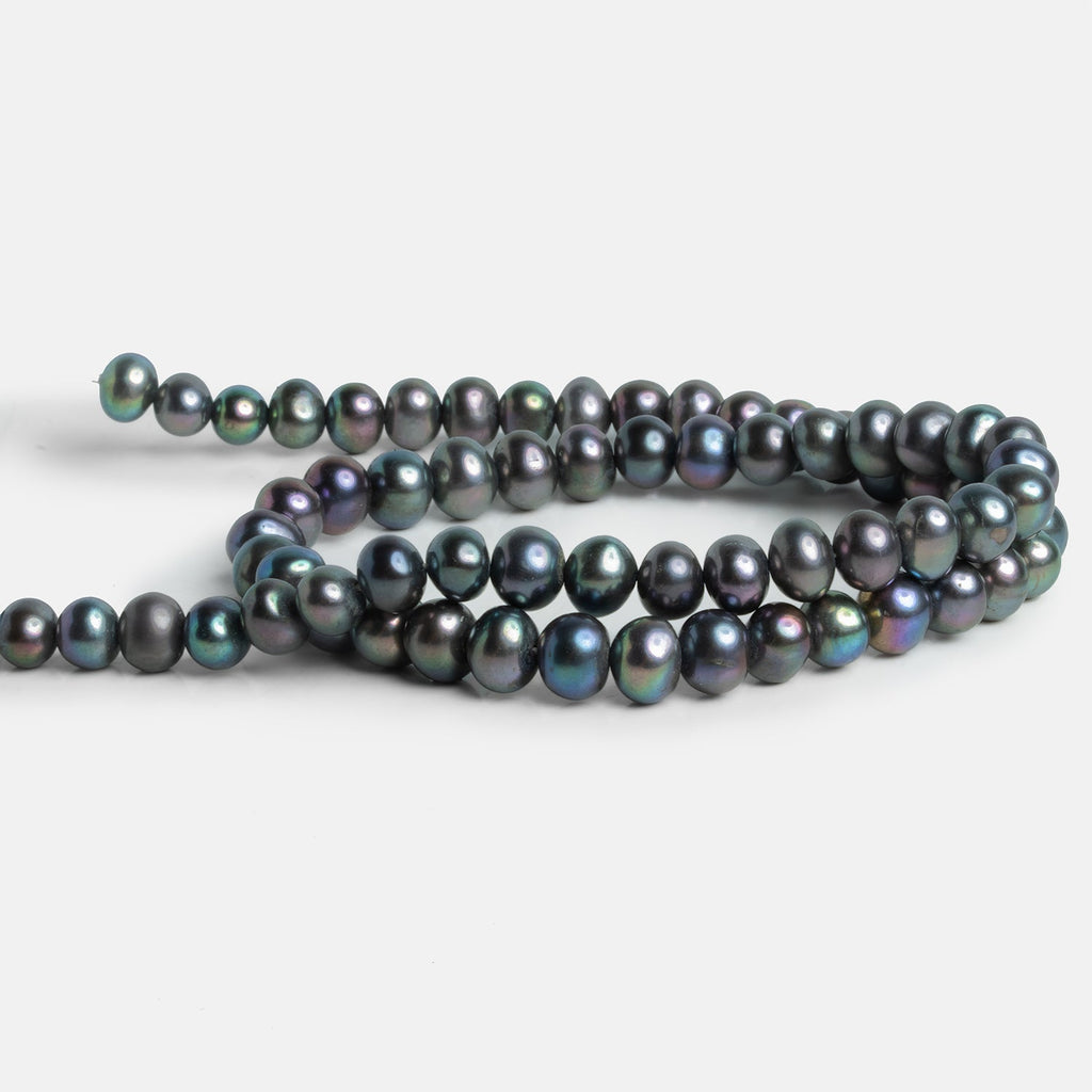 7x6mm Peacock Off Round Pearls 15 inch 60 beads - The Bead Traders