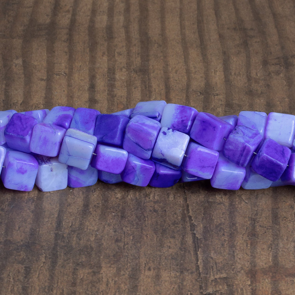 8 - 10mm Purple Opal Plain Cubes 8 inch 23 beads - The Bead Traders