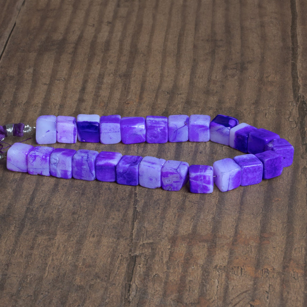 8 - 10mm Purple Opal Plain Cubes 8 inch 23 beads - The Bead Traders