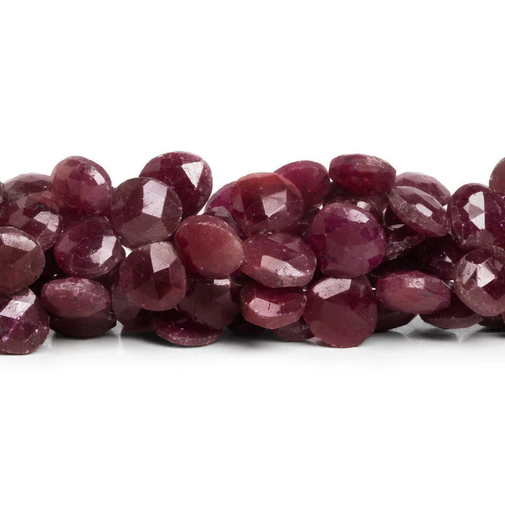 8 - 10mm Ruby Faceted Hearts 8 inch 43 beads - The Bead Traders