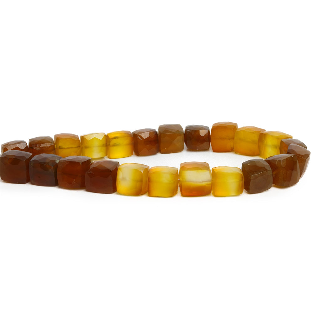 8 - 10mm Shaded Yellow Chalcedony Faceted Cubes 8 inch 22 beads - The Bead Traders