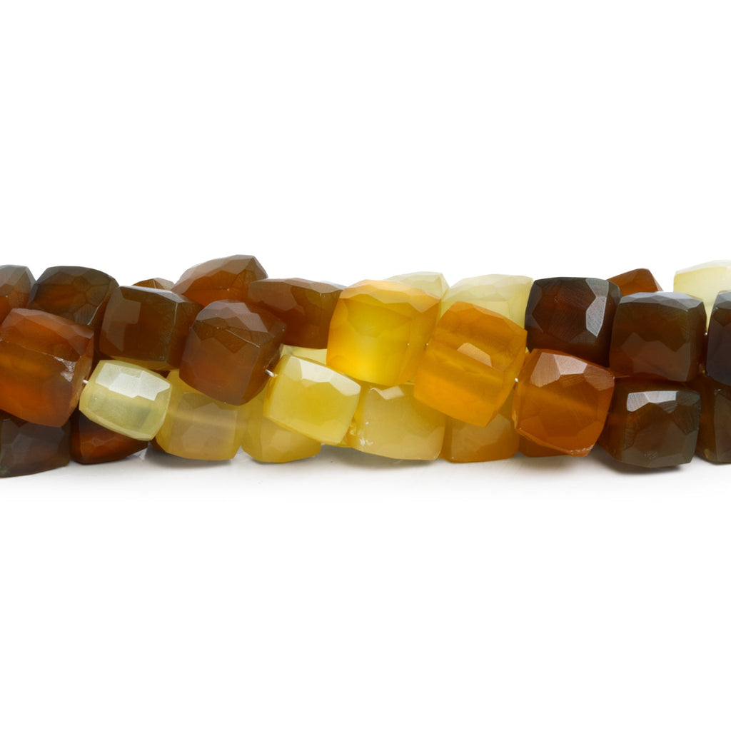 8 - 10mm Shaded Yellow Chalcedony Faceted Cubes 8 inch 22 beads - The Bead Traders