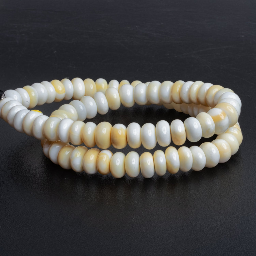 8 - 10mm White Opal Plain Rondelles 16 inch 80 beads - The Bead Traders