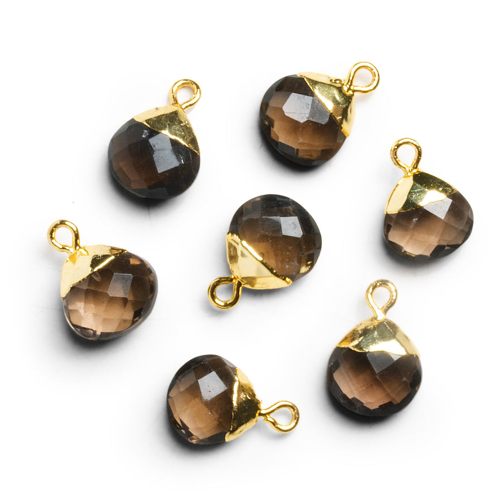 8 - 11mm Gold Leafed Smoky Quartz Faceted Heart Pendant 1 Bead - The Bead Traders