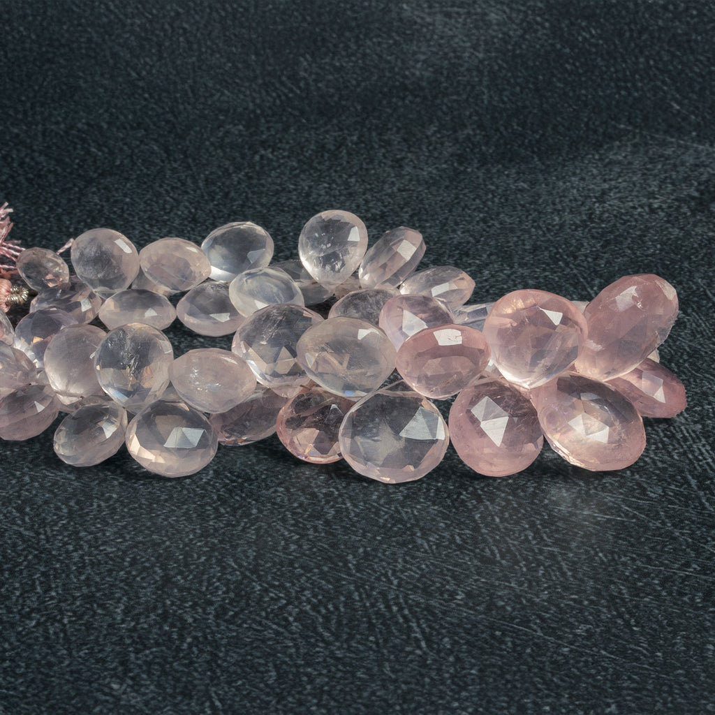 8 - 18mm Rose Quartz Faceted Hearts 8.5 inch 45 beads - The Bead Traders