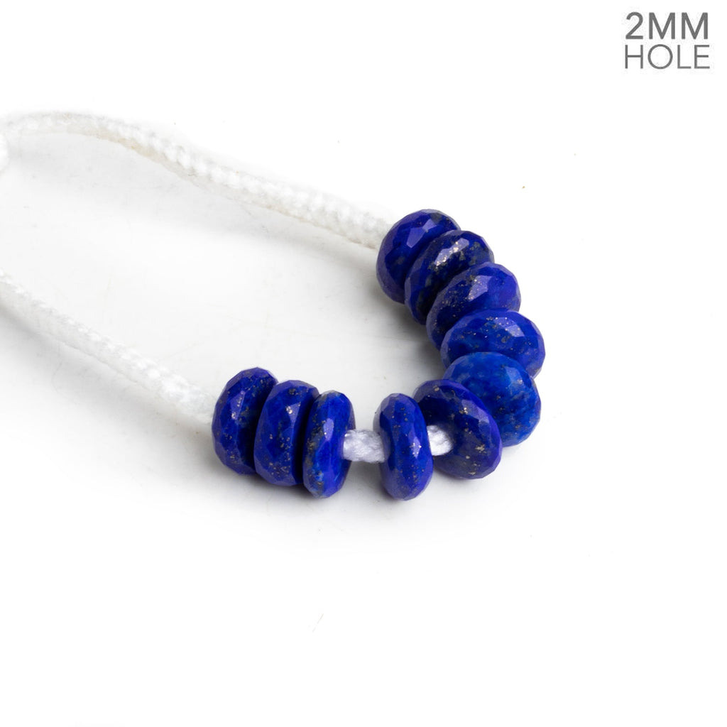 8 - 8.5mm Lapis Lazuli 2mm Large Hole Rondelles 10 Beads - The Bead Traders