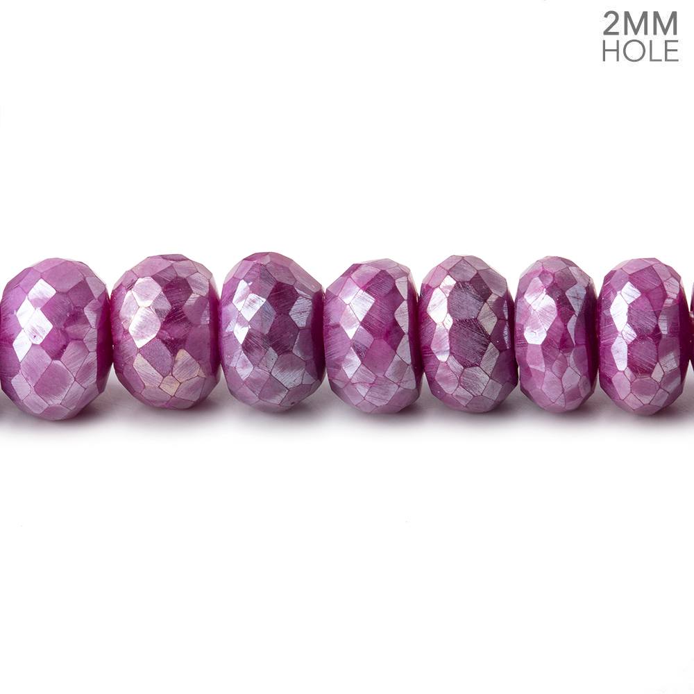 8 - 8.5mm Mystic Fuchsia Moonstone 2mm Large Hole Rondelles 8 inch 34 Beads - The Bead Traders