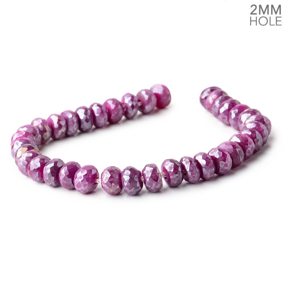 8 - 8.5mm Mystic Fuchsia Moonstone 2mm Large Hole Rondelles 8 inch 34 Beads - The Bead Traders