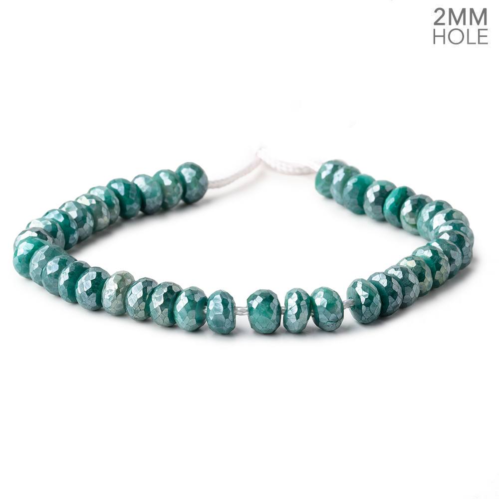 8 - 8.5mm Mystic Green Moonstone 2mm Large Hole Rondelles 8 inch 34 Beads - The Bead Traders