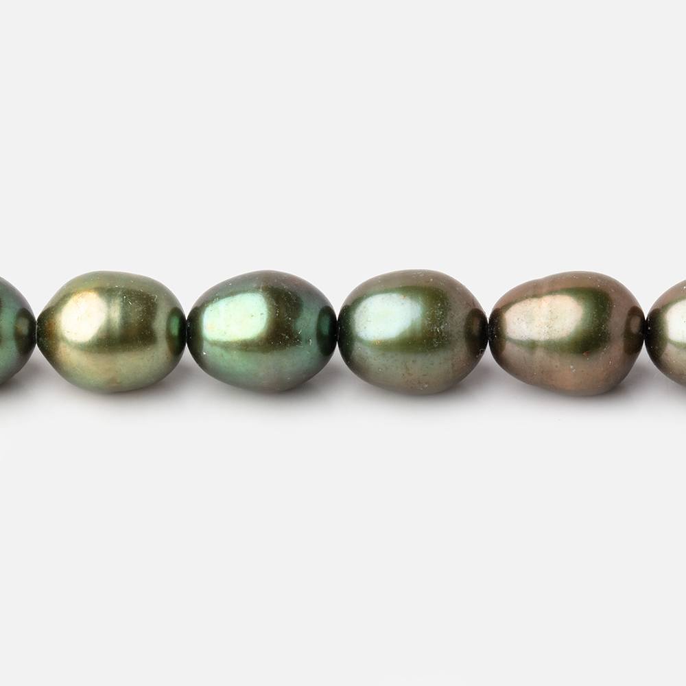 8 - 9mm Avocado Green Oval Pearls 16 inch 42 pieces - The Bead Traders