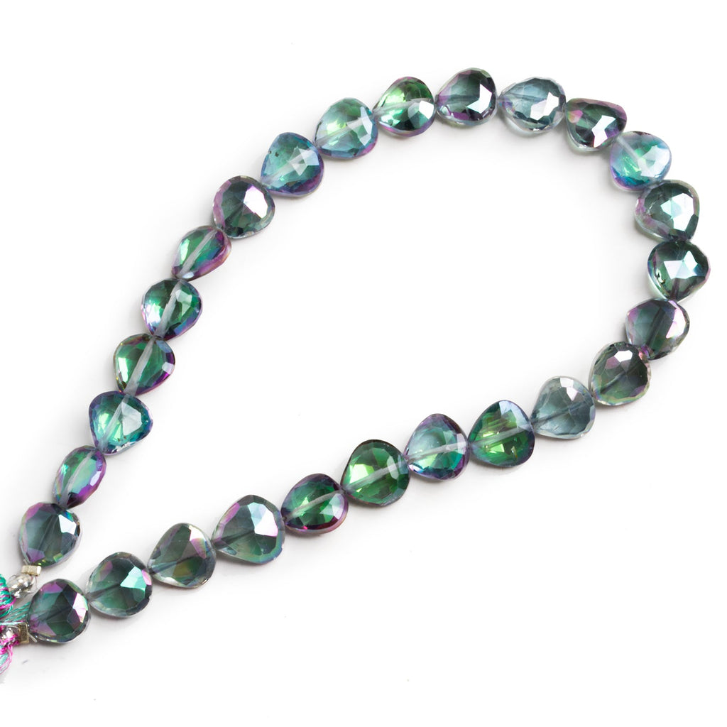 8 - 9mm Mystic White Topaz Faceted Hearts 9 inch 27 beads - The Bead Traders