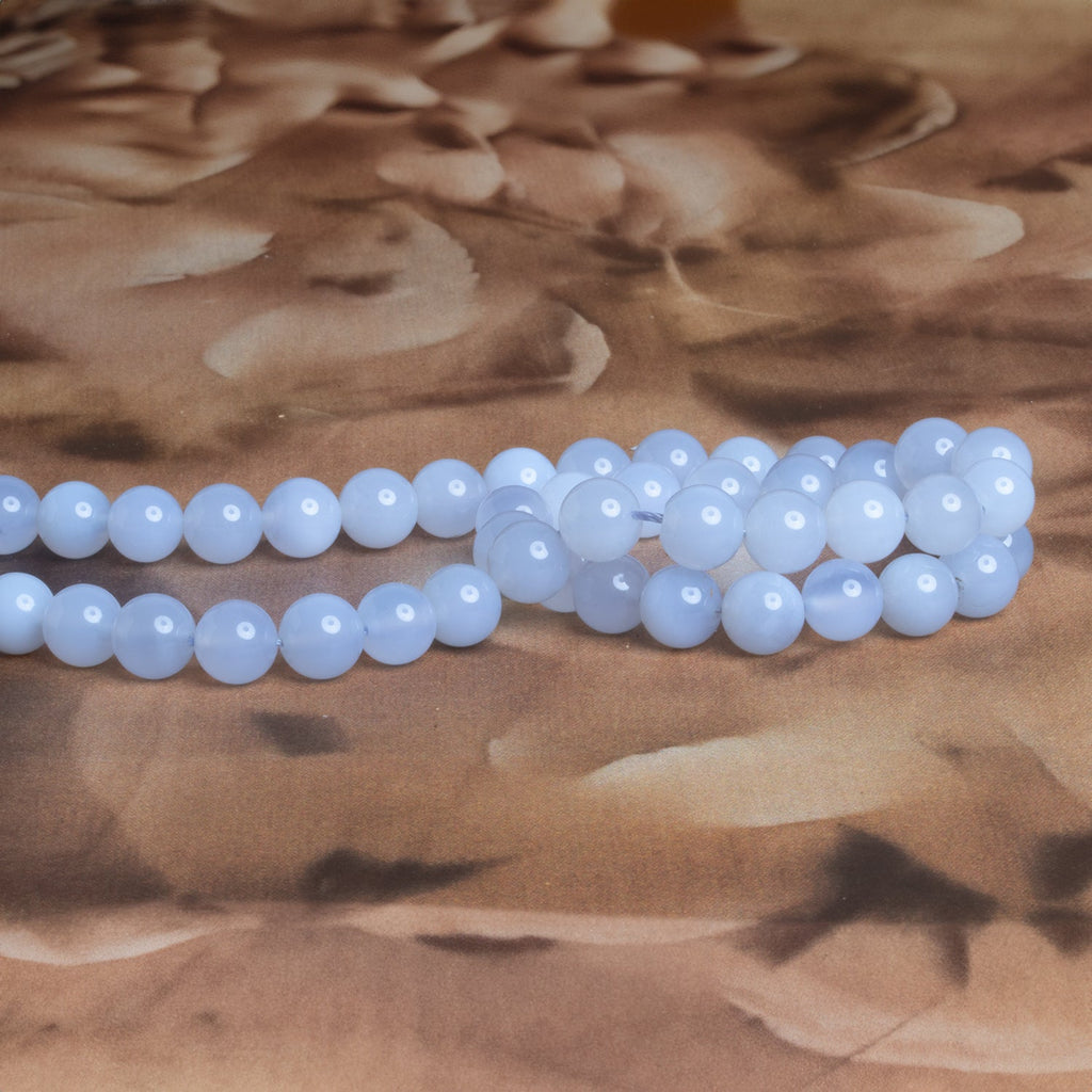 8 - 9mm Natural Chalcedony Plain Rounds 15 inch 47 beads - The Bead Traders