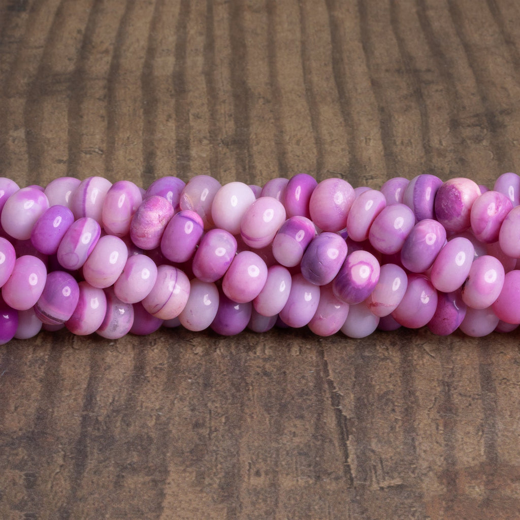 8 - 9mm Princess Pink Opal Plain Rondelles 16 inch 70 beads - The Bead Traders