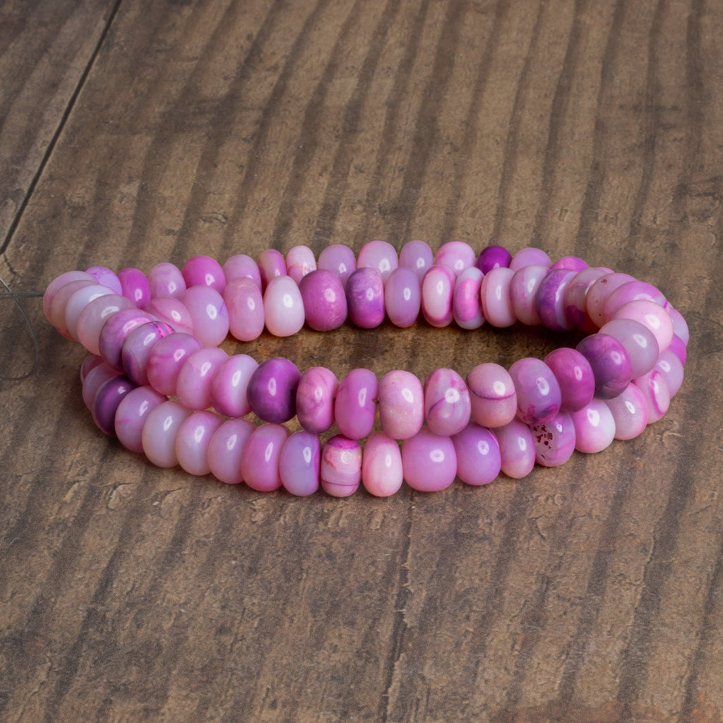 8 - 9mm Princess Pink Opal Plain Rondelles 16 inch 70 beads - The Bead Traders