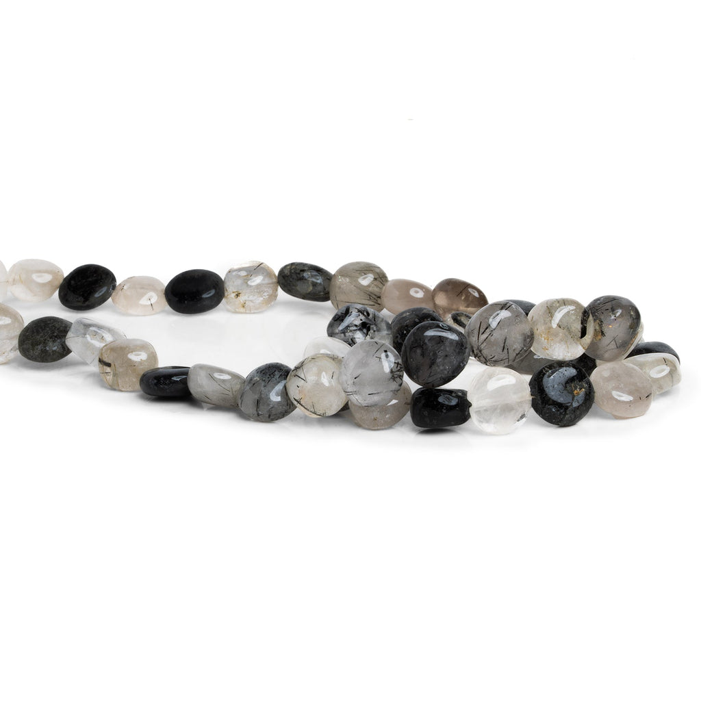 8 - 9mm Tourmalinated Quartz Coins 15 inch 42 beads - The Bead Traders