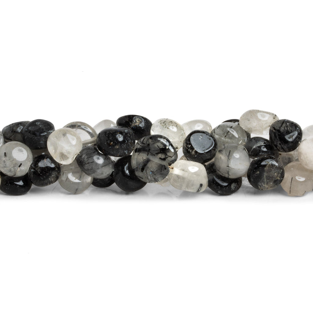 8 - 9mm Tourmalinated Quartz Coins 15 inch 42 beads - The Bead Traders