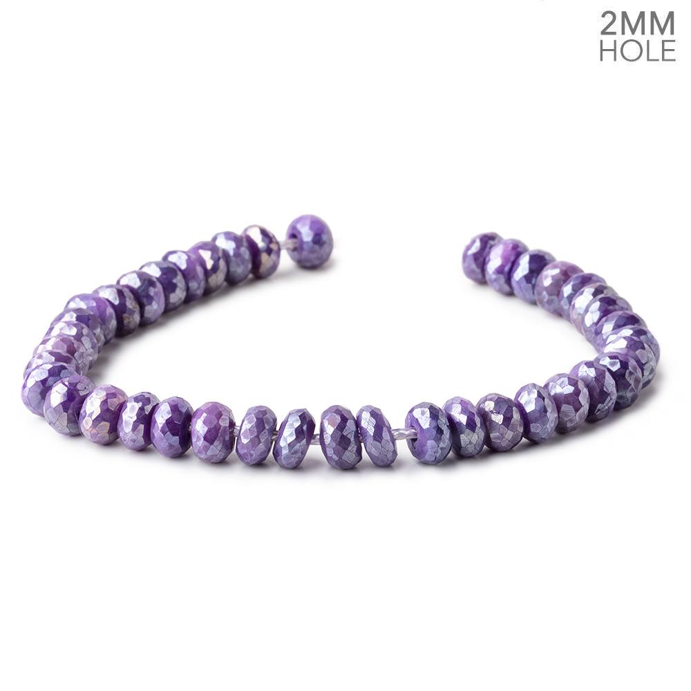 8.5mm Mystic Purple Moonstone 2mm Large Hole Rondelles 8 inch 34 Beads - The Bead Traders