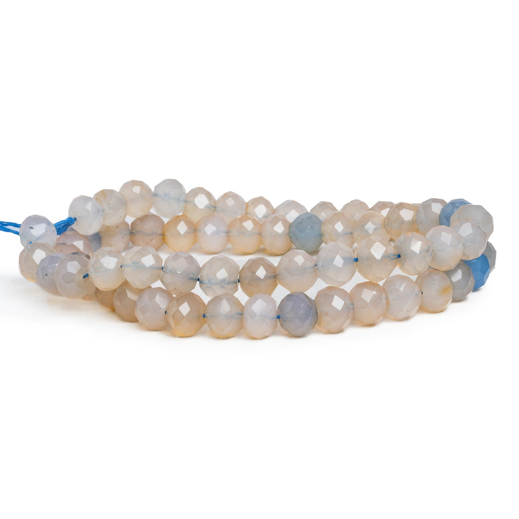 8mm Blue Chalcedony Faceted Rondelles 16 inch 60 beads - The Bead Traders