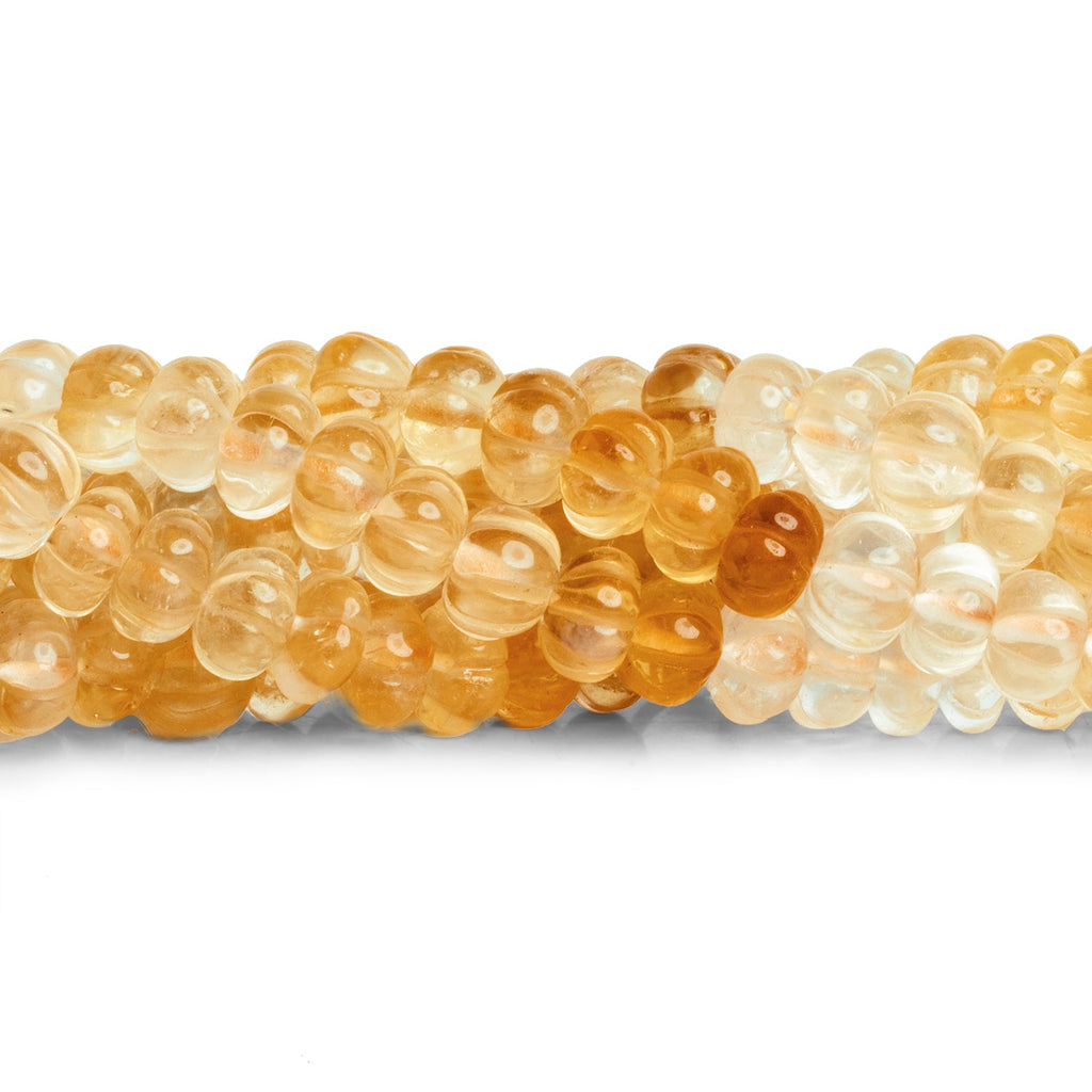 8mm Citrine Carved Melons 18 inch 85 beads - The Bead Traders