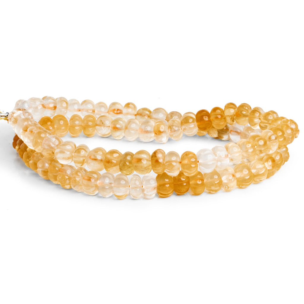 8mm Citrine Carved Melons 18 inch 85 beads - The Bead Traders