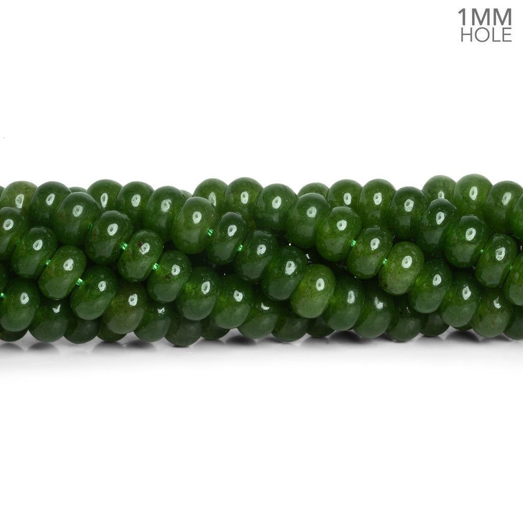 8mm Jade Green Chalcedony Large Hole Rondelles 15 inch 71 beads - The Bead Traders