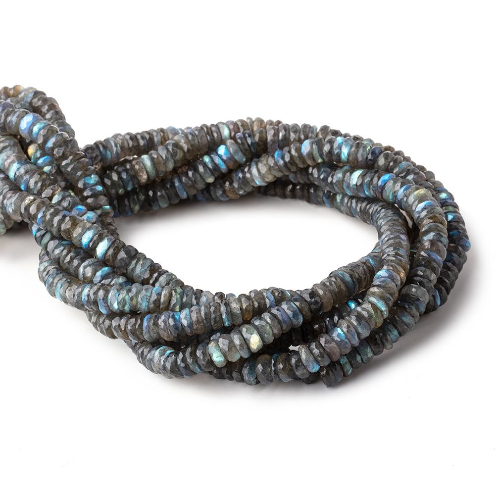 8mm Labradorite Faceted Heishi Beads 15 inch 135 beads - The Bead Traders