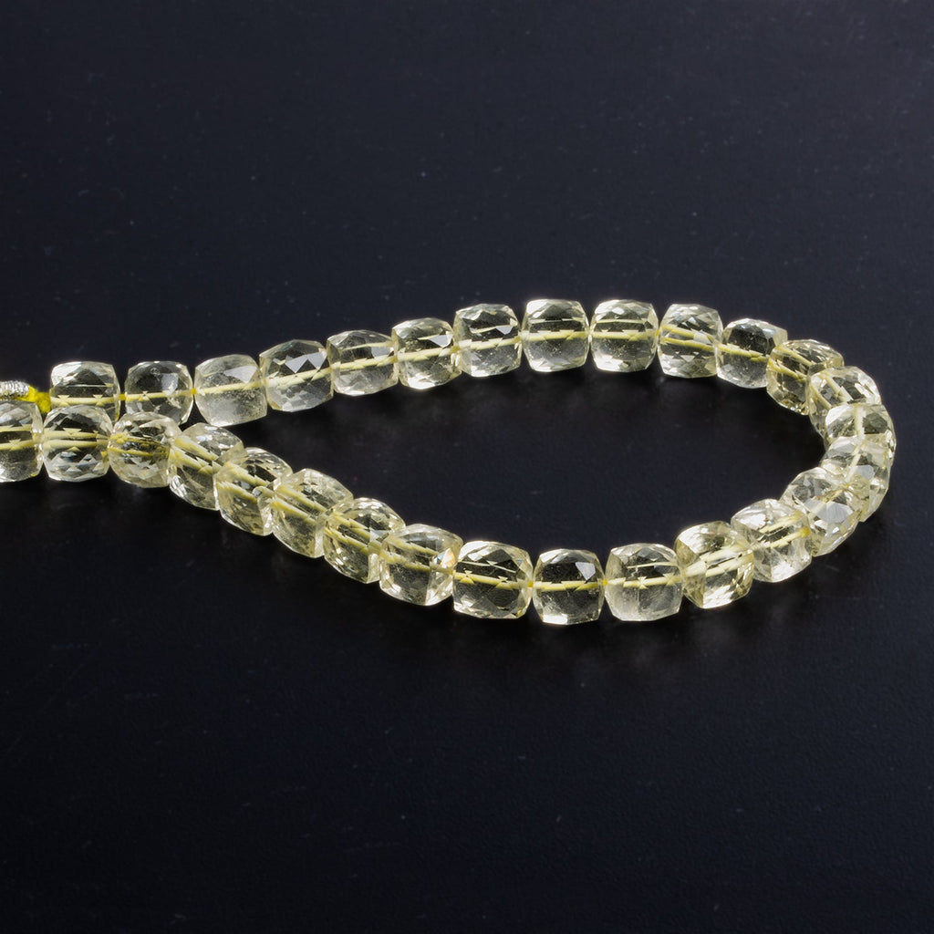 8mm Lemon Quartz Faceted Cube 9 inch 28 beads - The Bead Traders