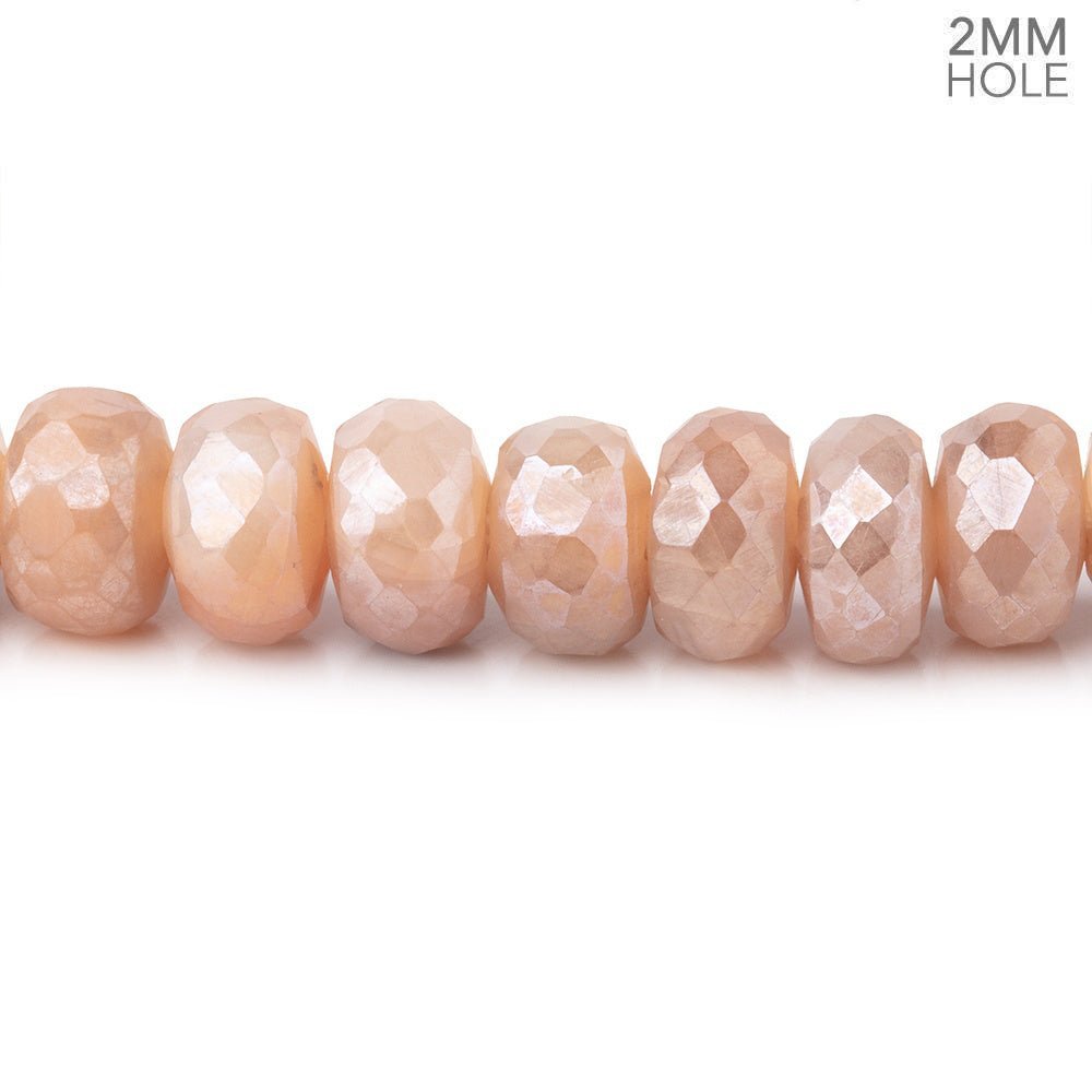 8mm Mystic Peach Moonstone 2mm Large Hole Rondelles 8 inch 40 Beads - The Bead Traders