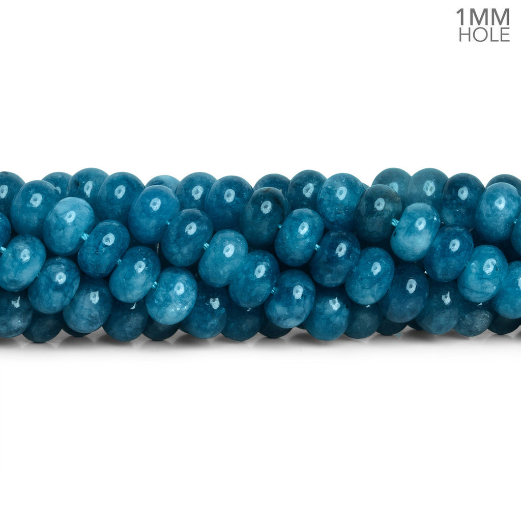 8mm Ocean Blue Chalcedony Large Hole Rondelles 15 inch 70 beads - The Bead Traders