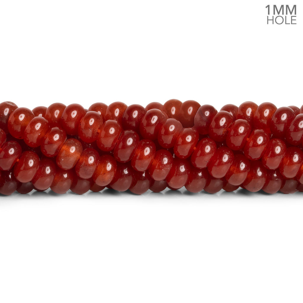 8mm Orange Chalcedony Large Hole Rondelles 15 inch 75 beads - The Bead Traders