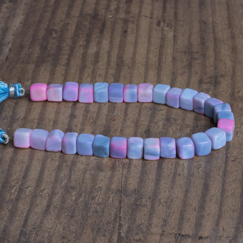 8mm Pink & Purple Opal Plain Cubes 8 inch 27 beads - The Bead Traders