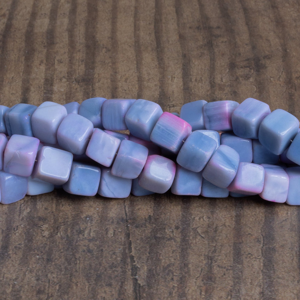 8mm Pink & Purple Opal Plain Cubes 8 inch 27 beads - The Bead Traders