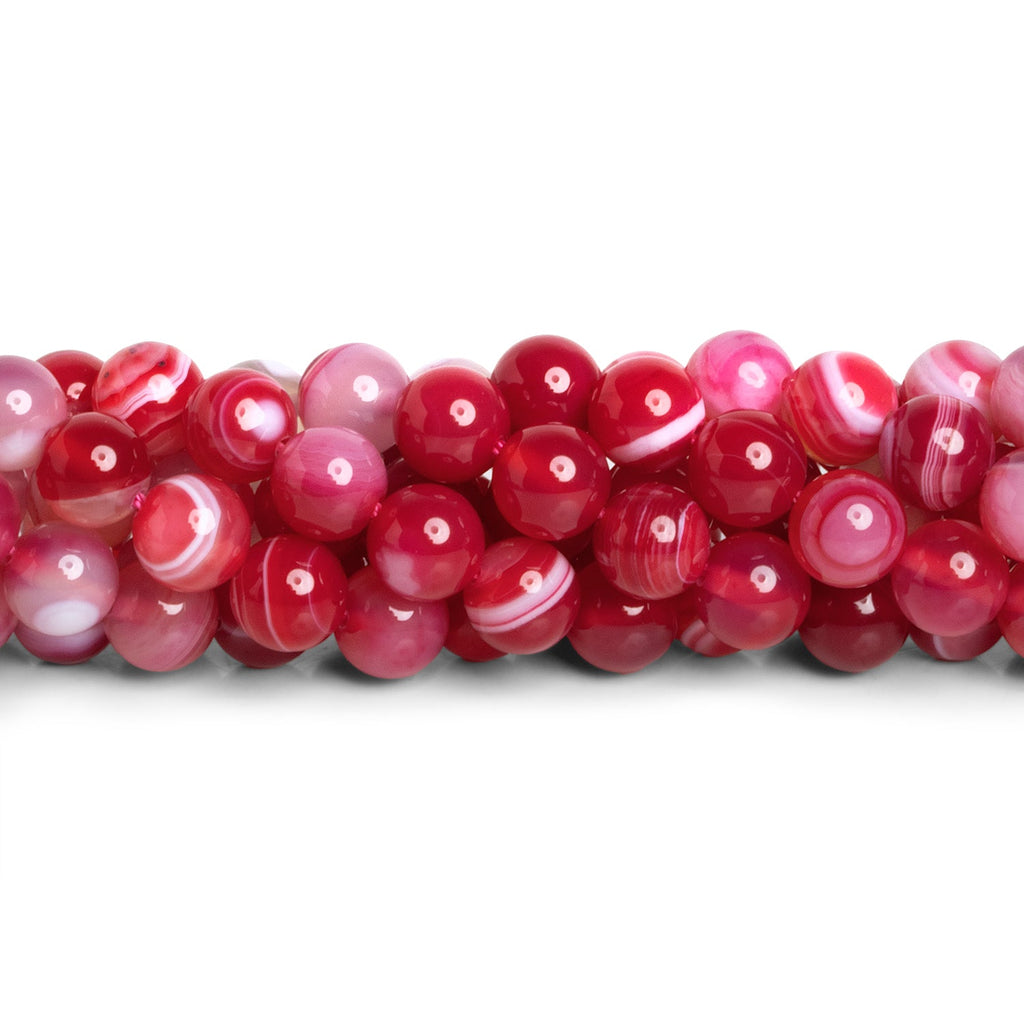 8mm Red Banded Agate Plain Rounds 15 inch 45 beads - The Bead Traders