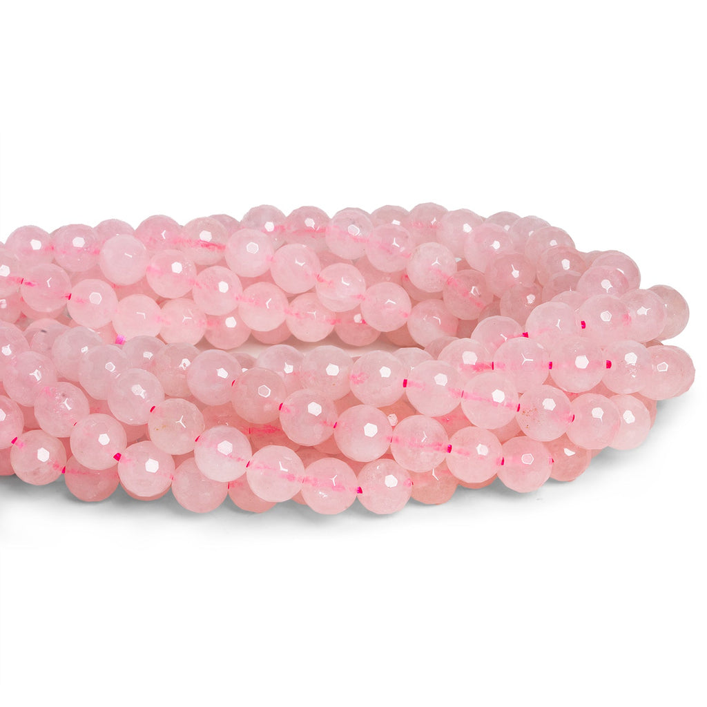 8mm Rose Quartz Faceted Rounds 15 inch 45 beads - The Bead Traders