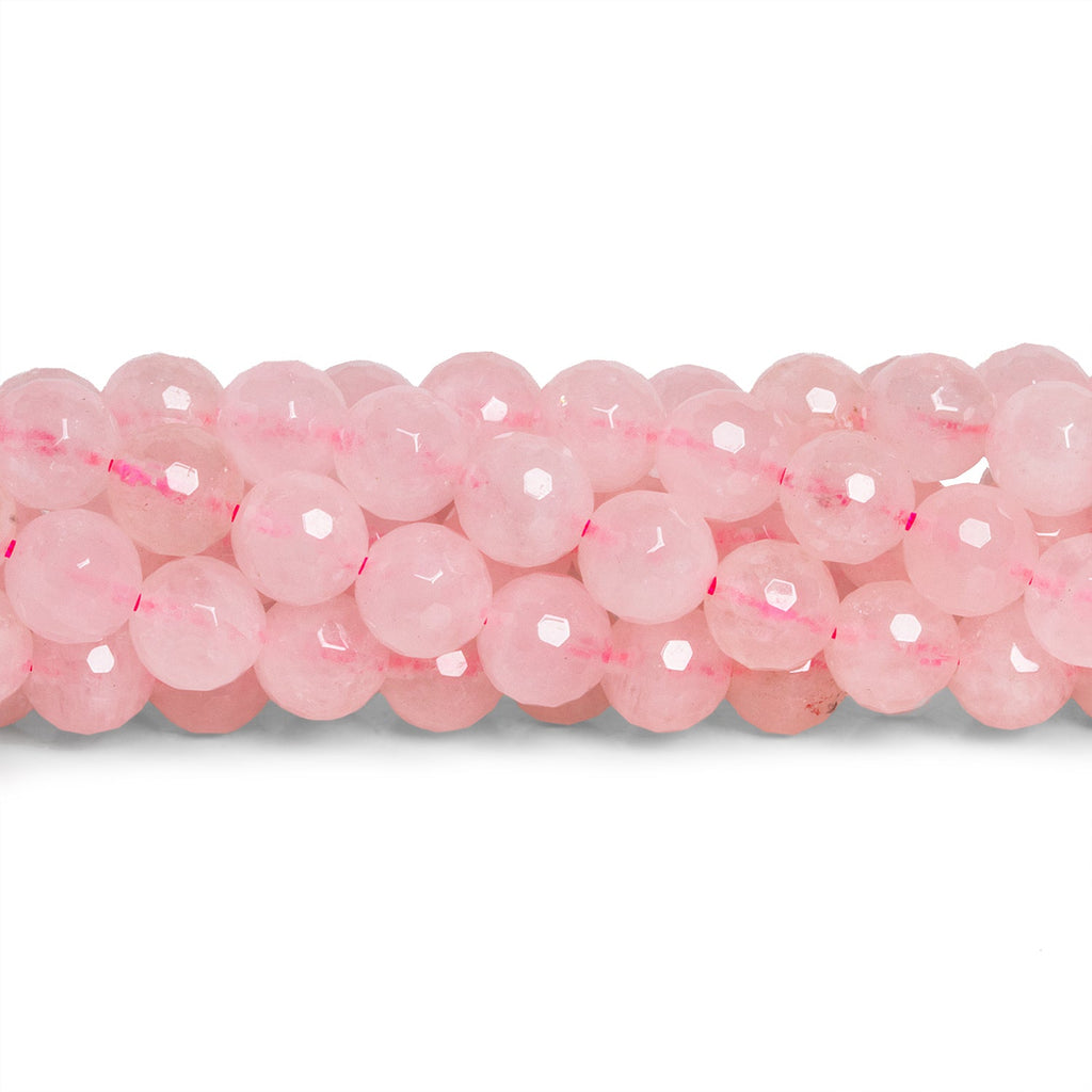 8mm Rose Quartz Faceted Rounds 15 inch 45 beads - The Bead Traders