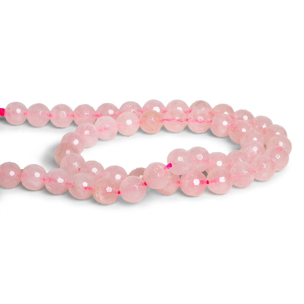 8mm Rose Quartz Faceted Rounds 15 inch 45 beads - The Bead Traders