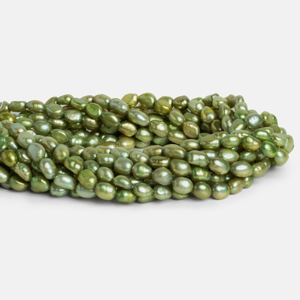 8x5mm Green Pea Baroque Pearls 16 inch 51 beads - The Bead Traders