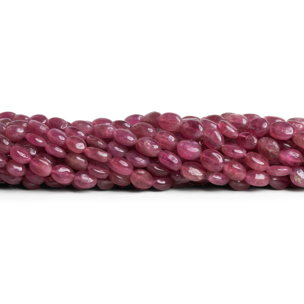 8x5mm Pink Tourmaline Plain Ovals 14 inch 55 beads - The Bead Traders