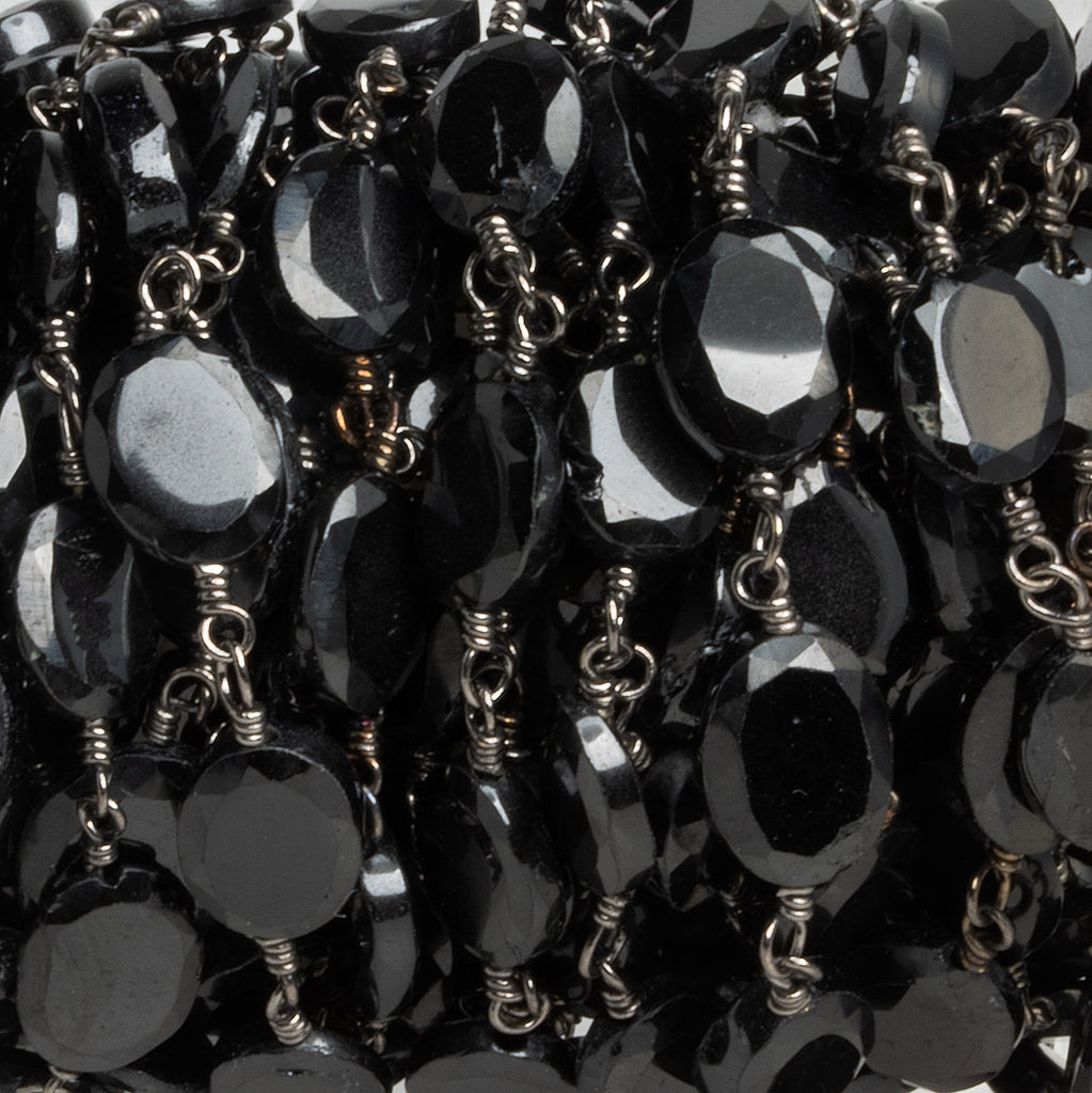 8x6.5mm Black Spinel Oval Black Gold Chain 23 beads - The Bead Traders