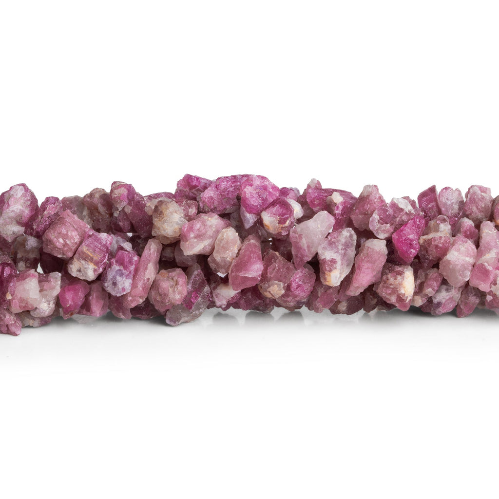 8x7mm Pink Tourmaline Natural Crystals 7 inch 36 beads - The Bead Traders