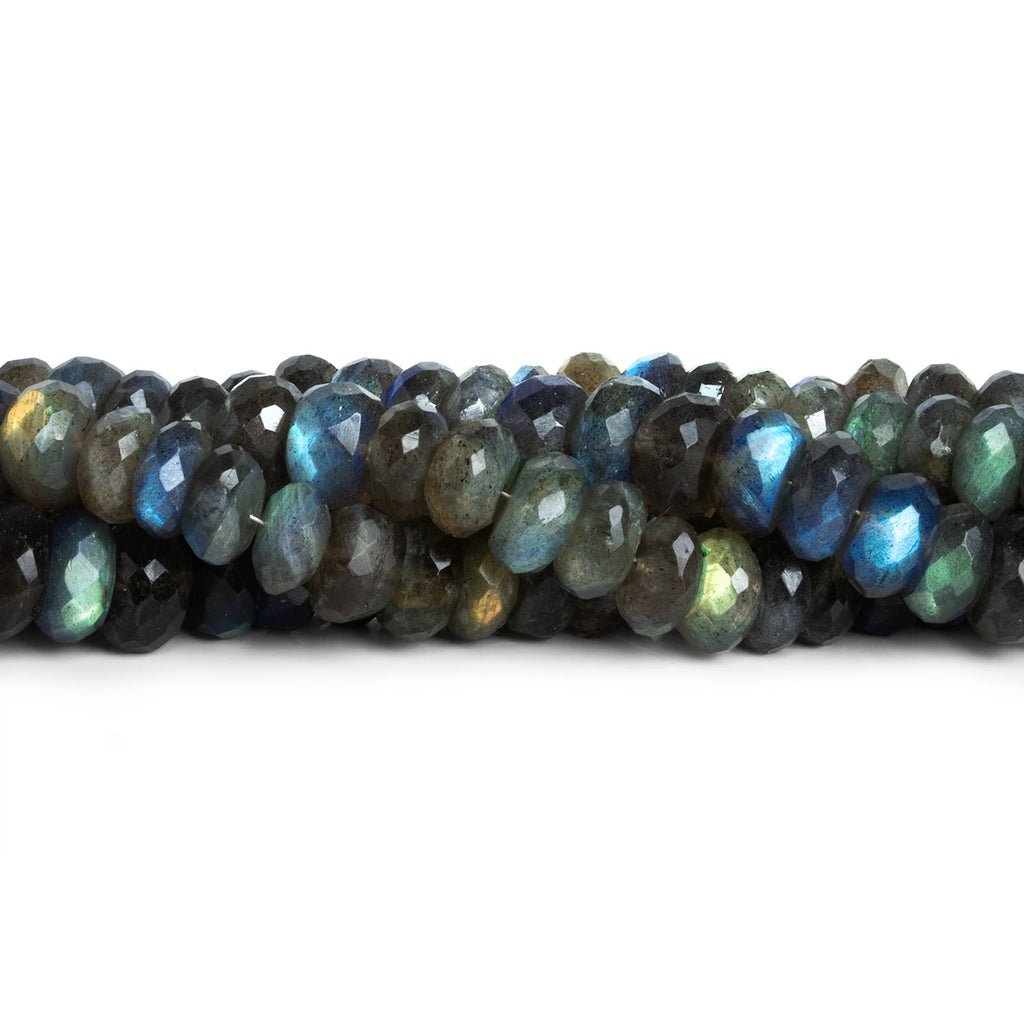 9 - 10mm Labradorite Faceted Rondelles 8 inch 38 beads - The Bead Traders