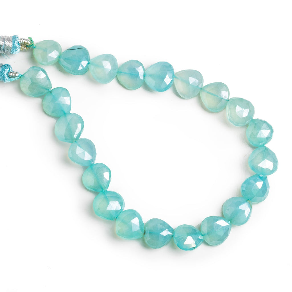 9 - 10mm Mystic Seafoam Chalcedony Faceted Hearts 8 inch 22 beads - The Bead Traders