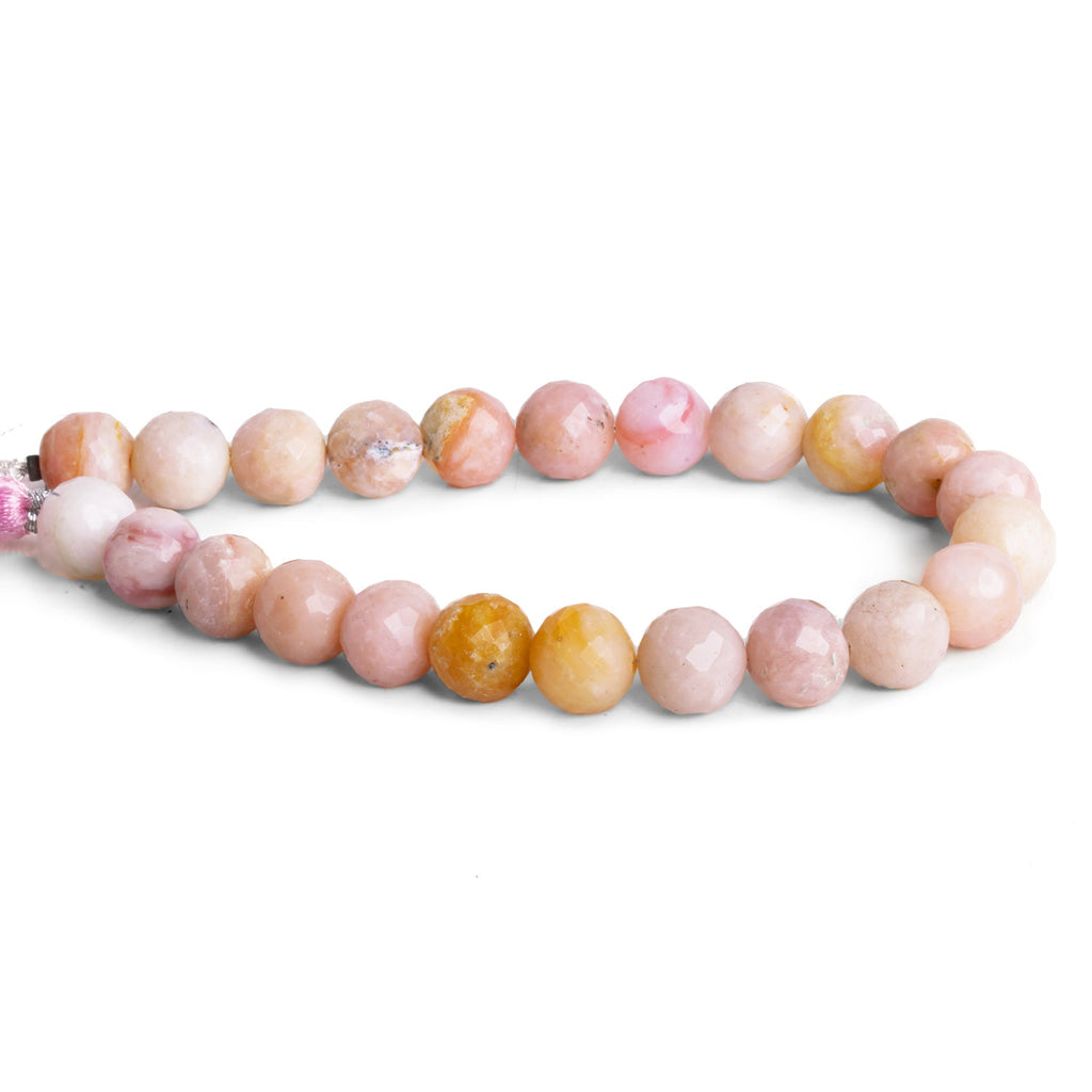 9 - 10mm Pink Peruvian Opal Faceted Rounds 8 inch 20 beads - The Bead Traders