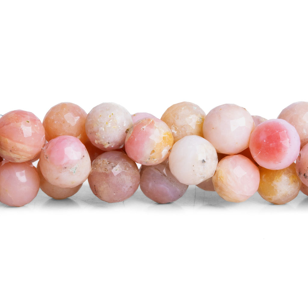 9 - 10mm Pink Peruvian Opal Faceted Rounds 8 inch 20 beads - The Bead Traders