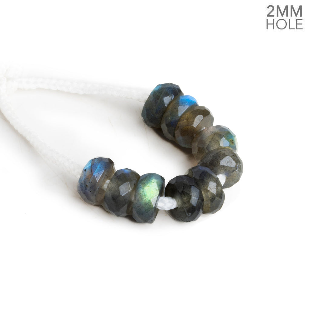 9 - 11mm Labradorite 2mm Large Hole Rondelles 10 Beads - The Bead Traders