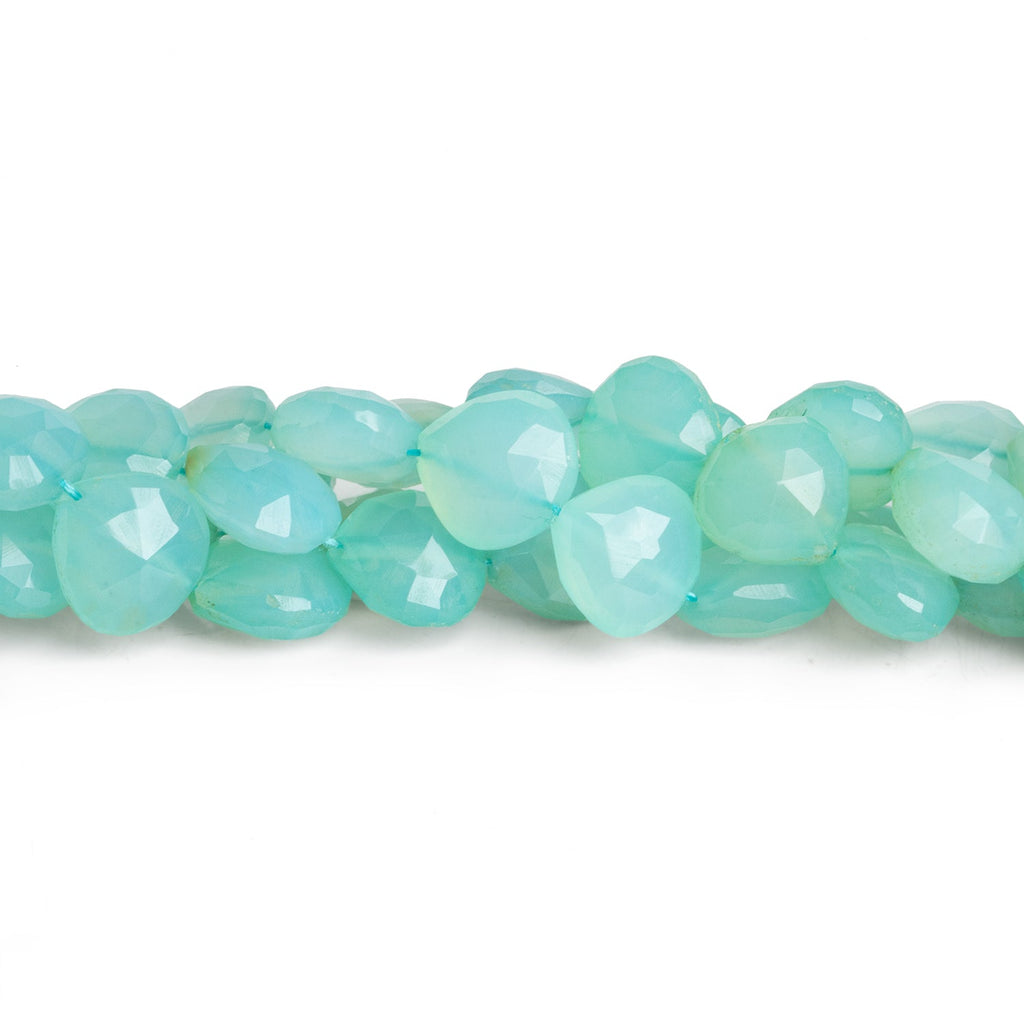 9 - 11mm Seafoam Chalcedony Faceted Hearts 8 inch 17 beads - The Bead Traders