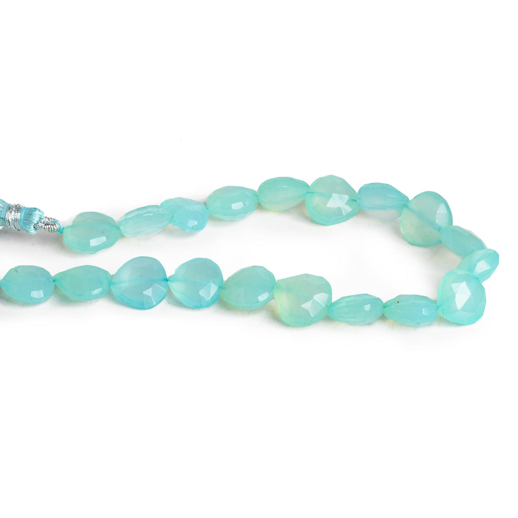 9 - 11mm Seafoam Chalcedony Faceted Hearts 8 inch 17 beads - The Bead Traders